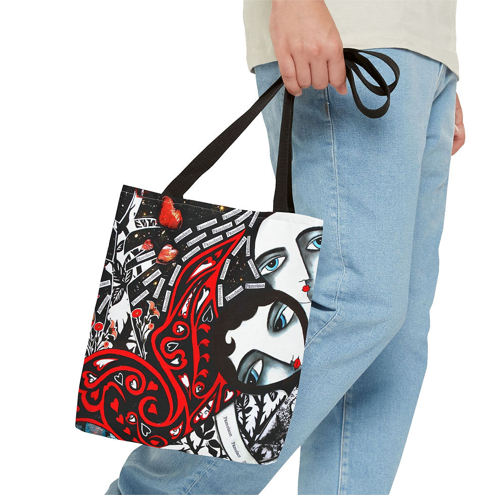 Thumbnail: Butterfly Lovers Tote Bag Whimsical Folk Art Love By Artist Danielle Charette 