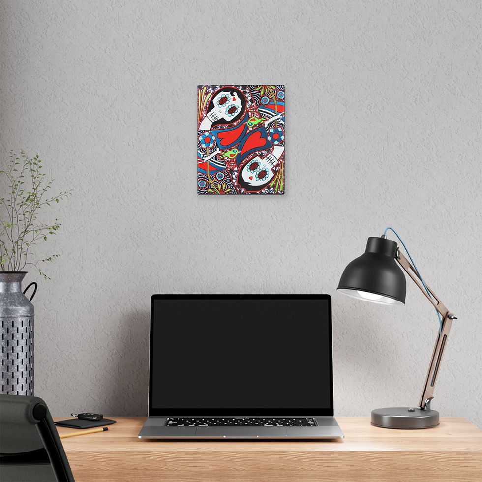 Thumbnail: Whimsical Art Canvas Skeleton Sugar Skull Day Of The Dead By Danielle Charette 