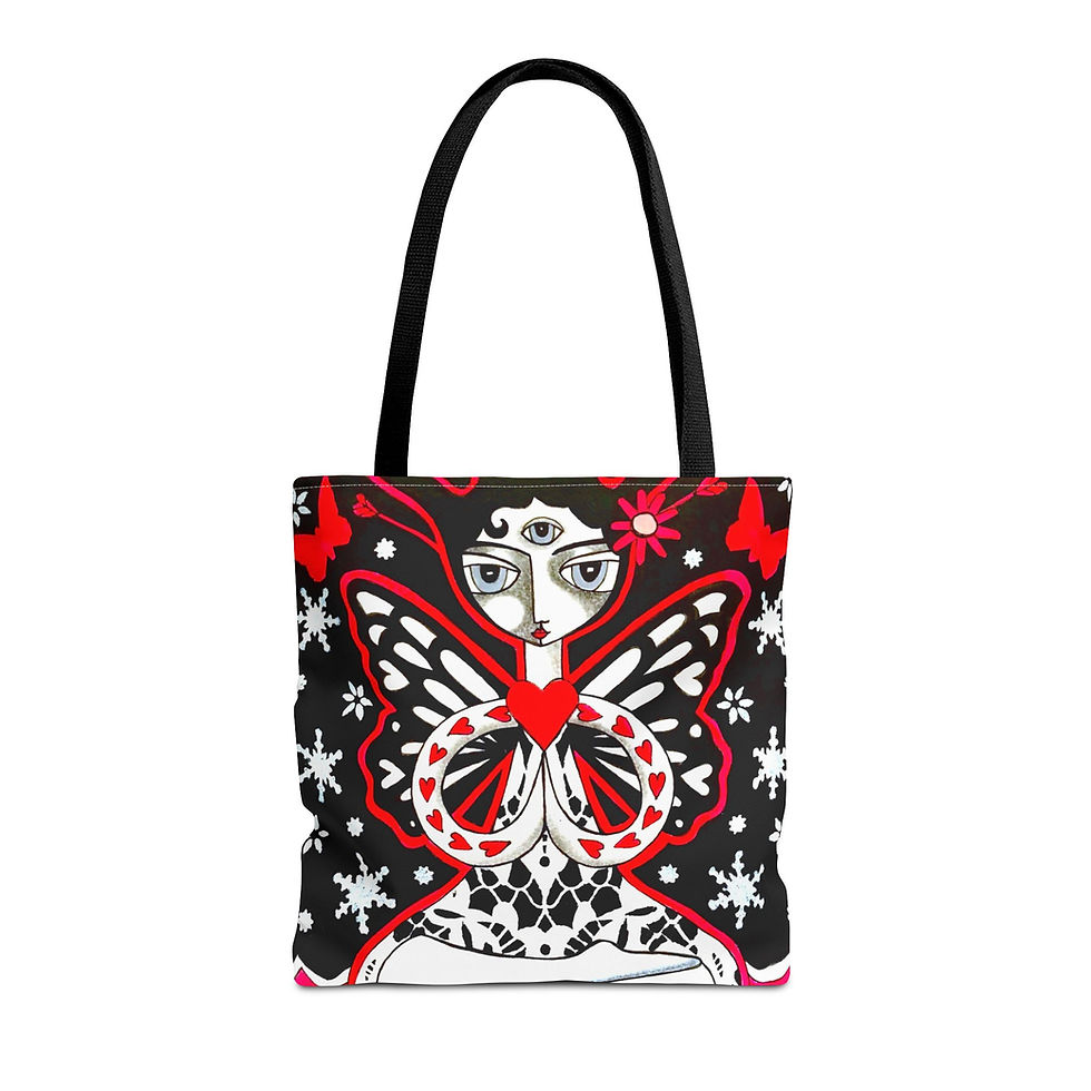 Thumbnail: Spiritual Yoga Tote Bag Butterfly Girl Mystical Folk Art By Danielle Charette 