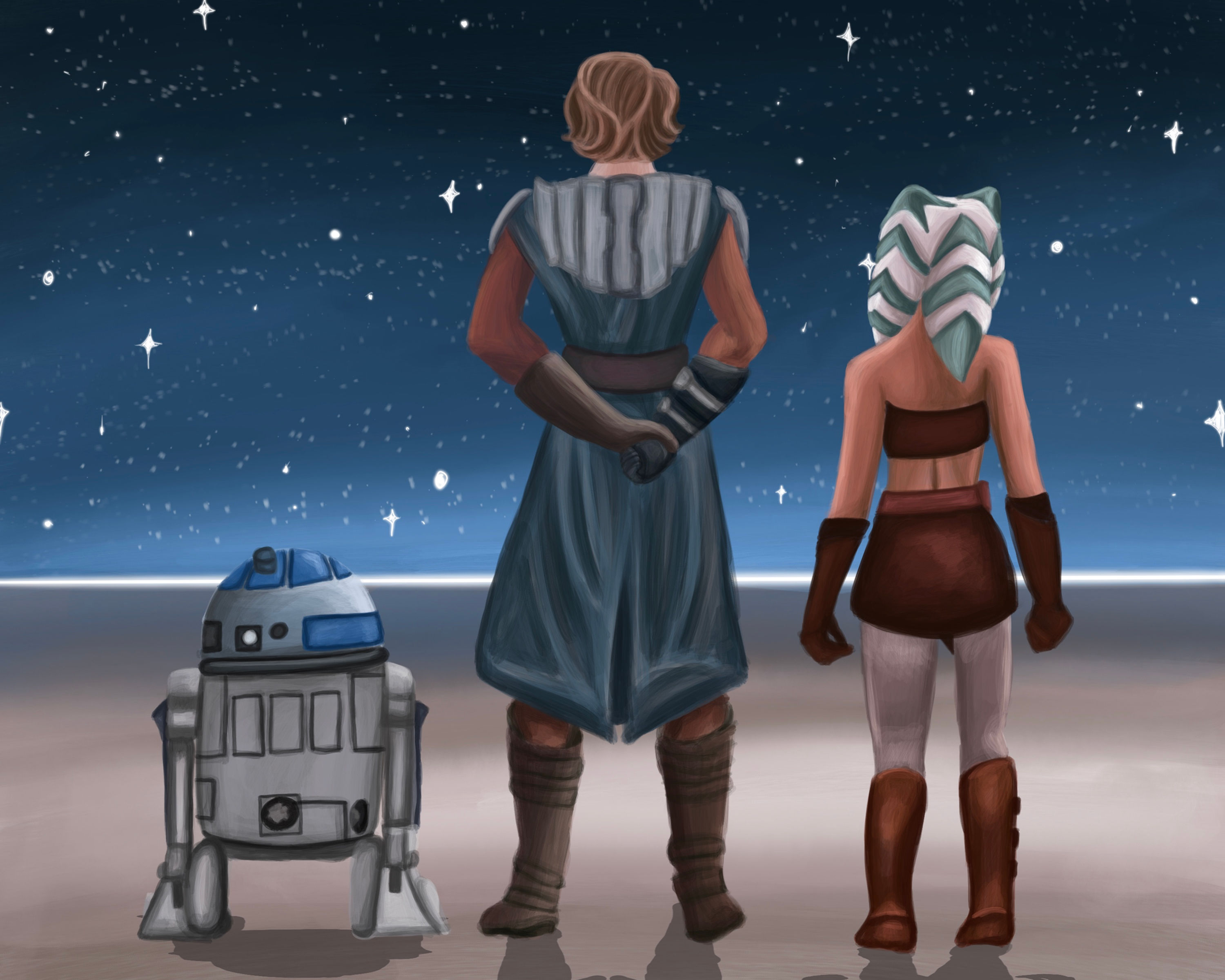 Anakin, Ahsoka, and R2 8x10 Print