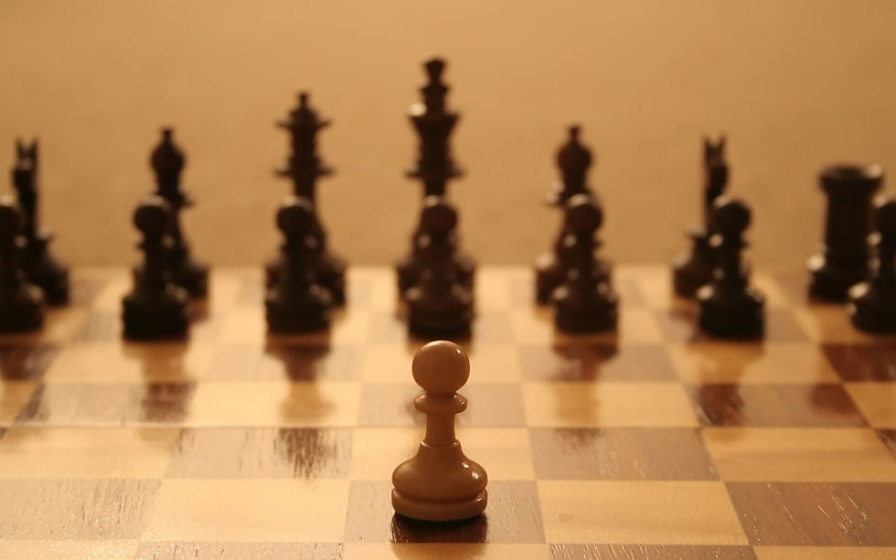 A wooden chess set