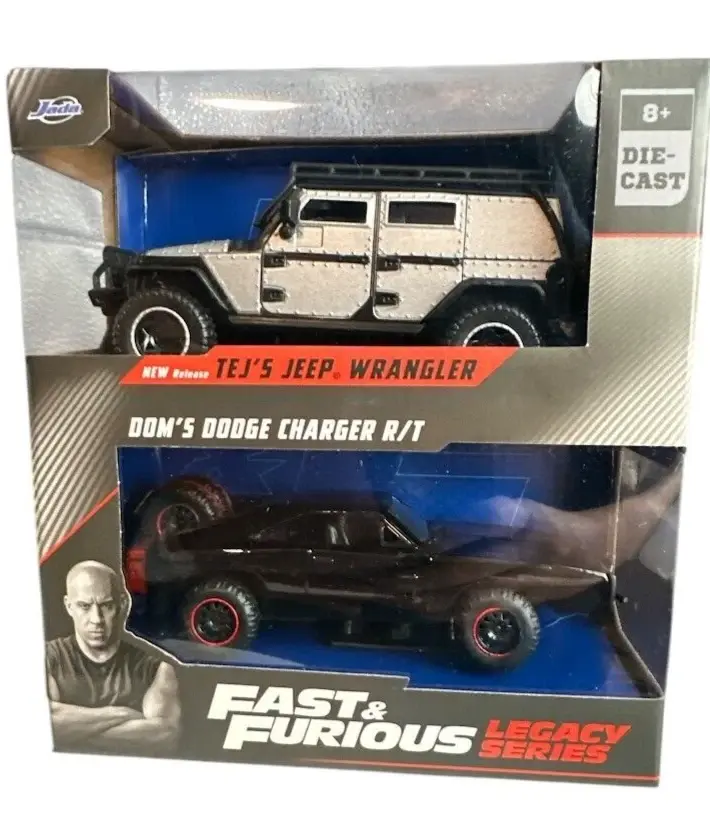 Fast & Furious Tej’s Jeep Wrangler & Dom’s Charger R/T JADA 1:32 Diecast Set