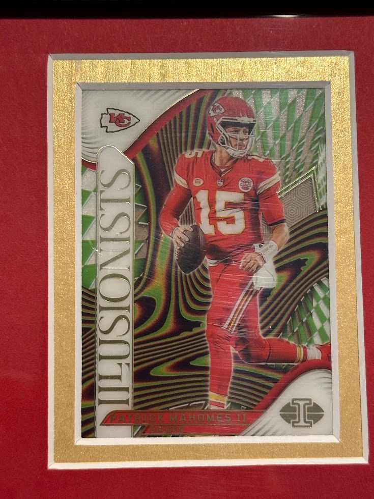 Thumbnail: Kansas City Chiefs 3D Mini Helmet Display | Mahomes & Kelce | 10x20 Framed