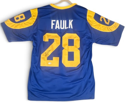 Marshall Faulk Signed Rams Custom XL Jersey #28 (JSA)