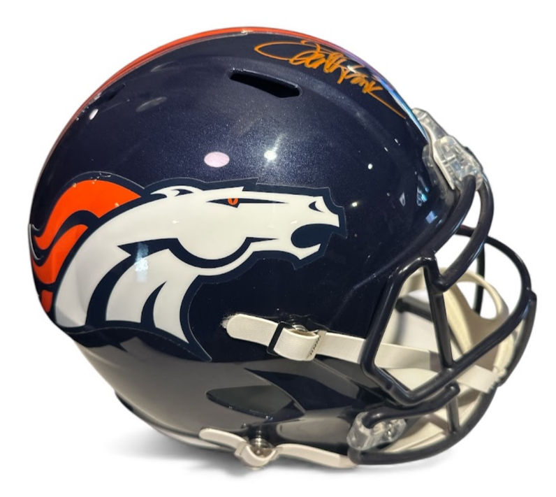 Terrell Davis Signed Broncos Full Size Replica Speed Helmet (JSA) HOF #30 Auto