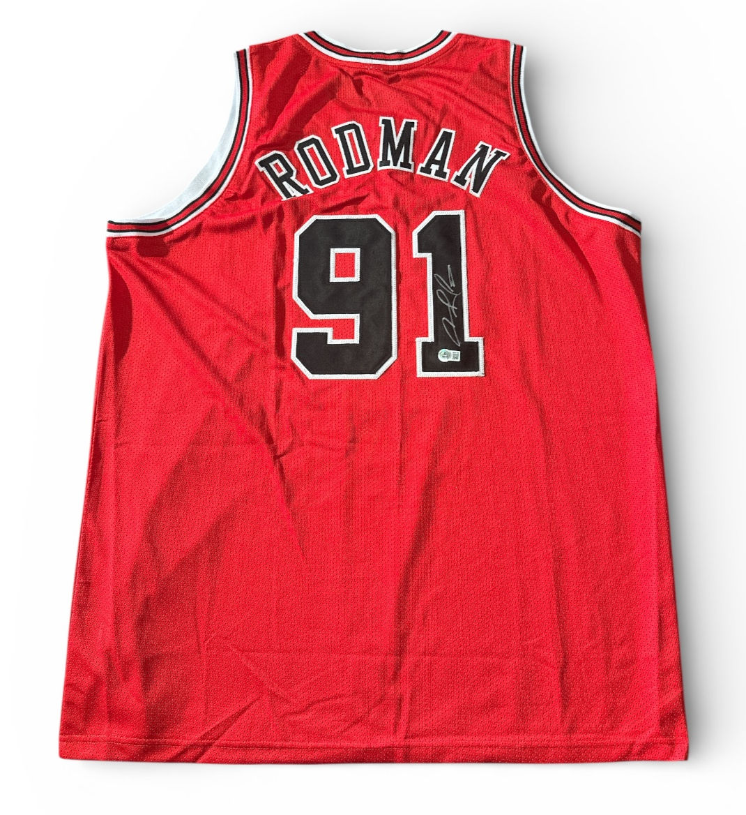 Chicago Bulls Dennis Rodman Signed Custom Jersey (Beckett, Size XL)