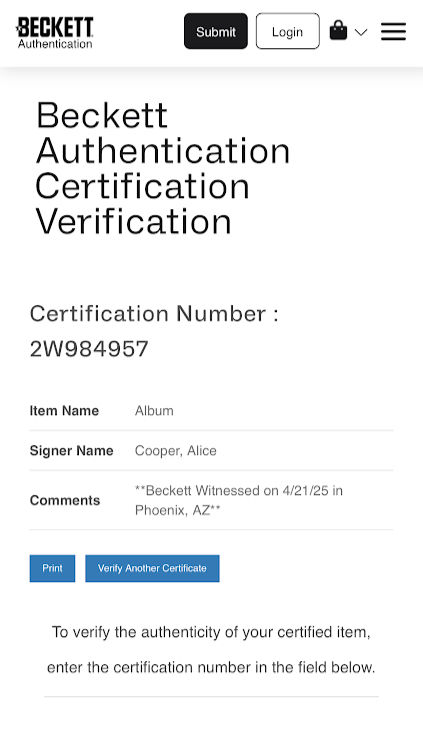 Thumbnail: Alice Cooper Signed Handheld Microphone – Beckett Witnessed Autograph