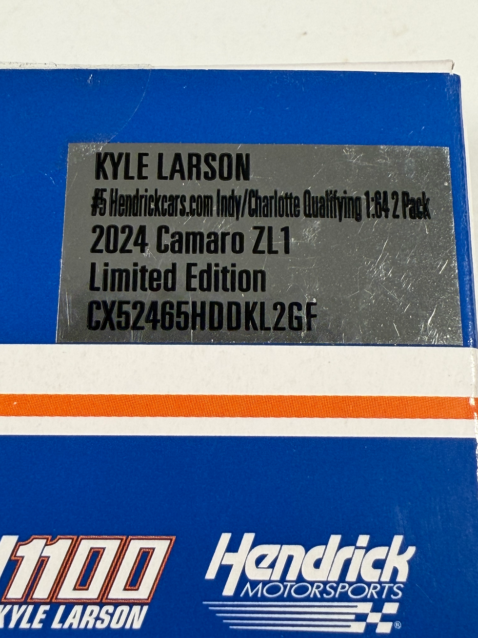 Thumbnail: Kyle Larson Signed 2024 H1100 Indy 500/Coke 600 1:64 2-Pack Diecast (PA)