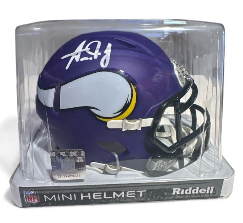Thumbnail: Aaron Jones Autographed Minnesota Vikings Speed Mini Helmet – Beckett Witnessed