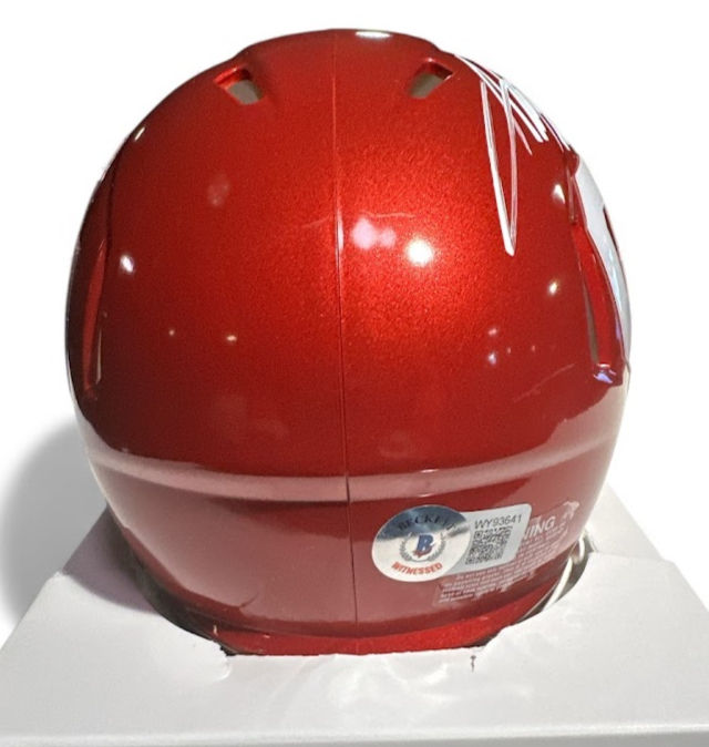 Thumbnail: Adrian Peterson Signed Oklahoma Sooners Mini Helmet – Beckett Witnessed