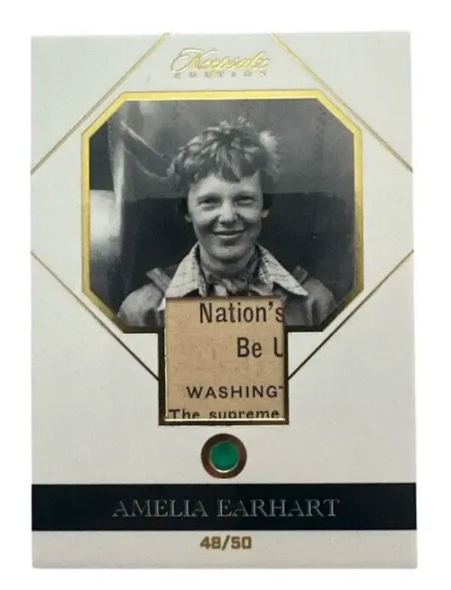 Amelia Earhart Keepsake Card #82 with green onyx gemstone, 48/50