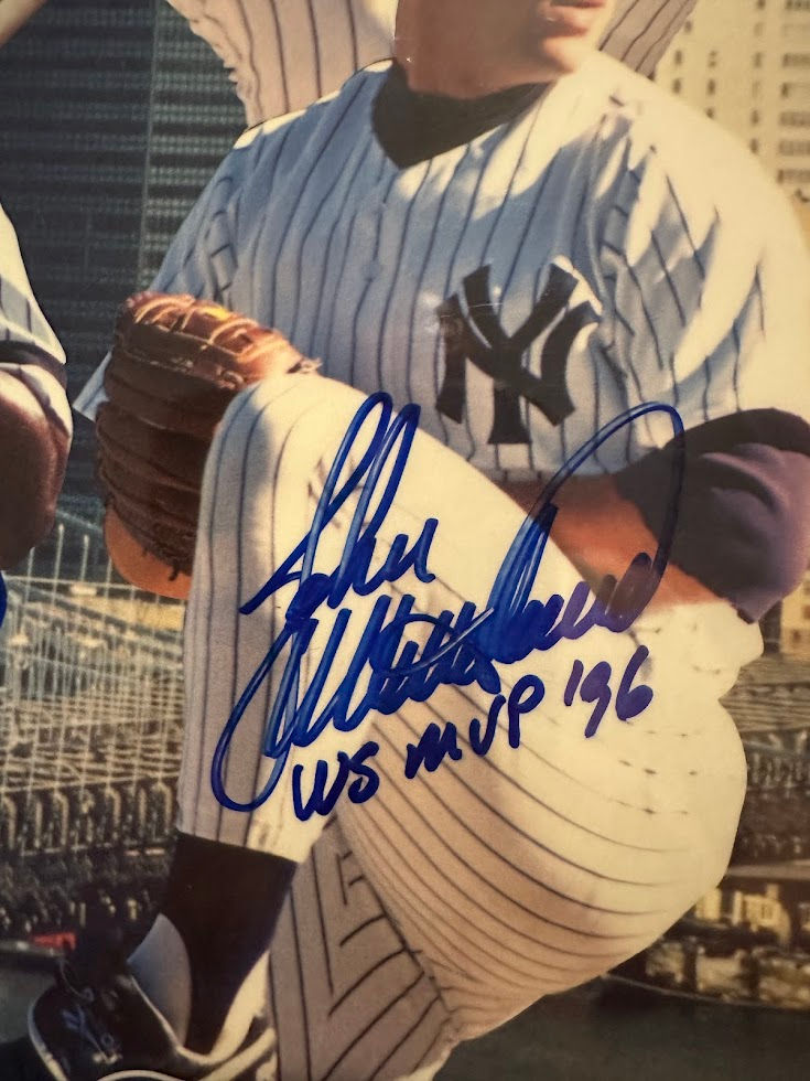 Thumbnail: Group of 9 player autographs on 1996 New York Yankees team photo, including Rivera and Boggs