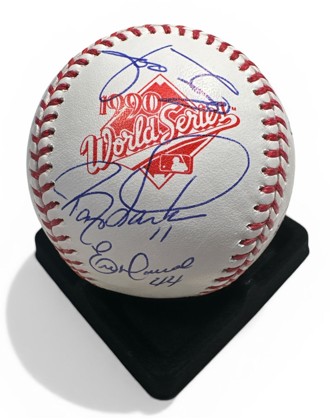1990 World Series Reds Team Signed Baseball 8 Autos Larkin Rijo Beckett