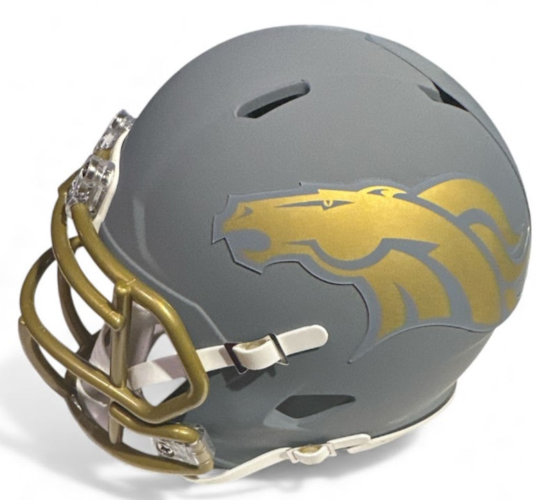 Thumbnail: Terrell Davis Signed Broncos Slate Mini Helmet JSA Witnessed HOF '17 Inscription