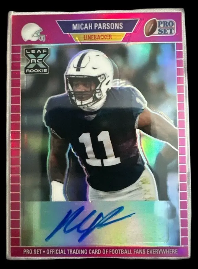 Micah Parsons Leaf Pro Set Rainbow Pink Autograph RC #20/35