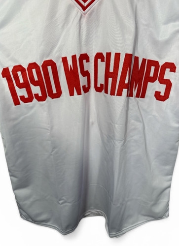 1990 WS Champs Reds Team Signed Jersey 8 Autos Larkin Rijo Beckett
