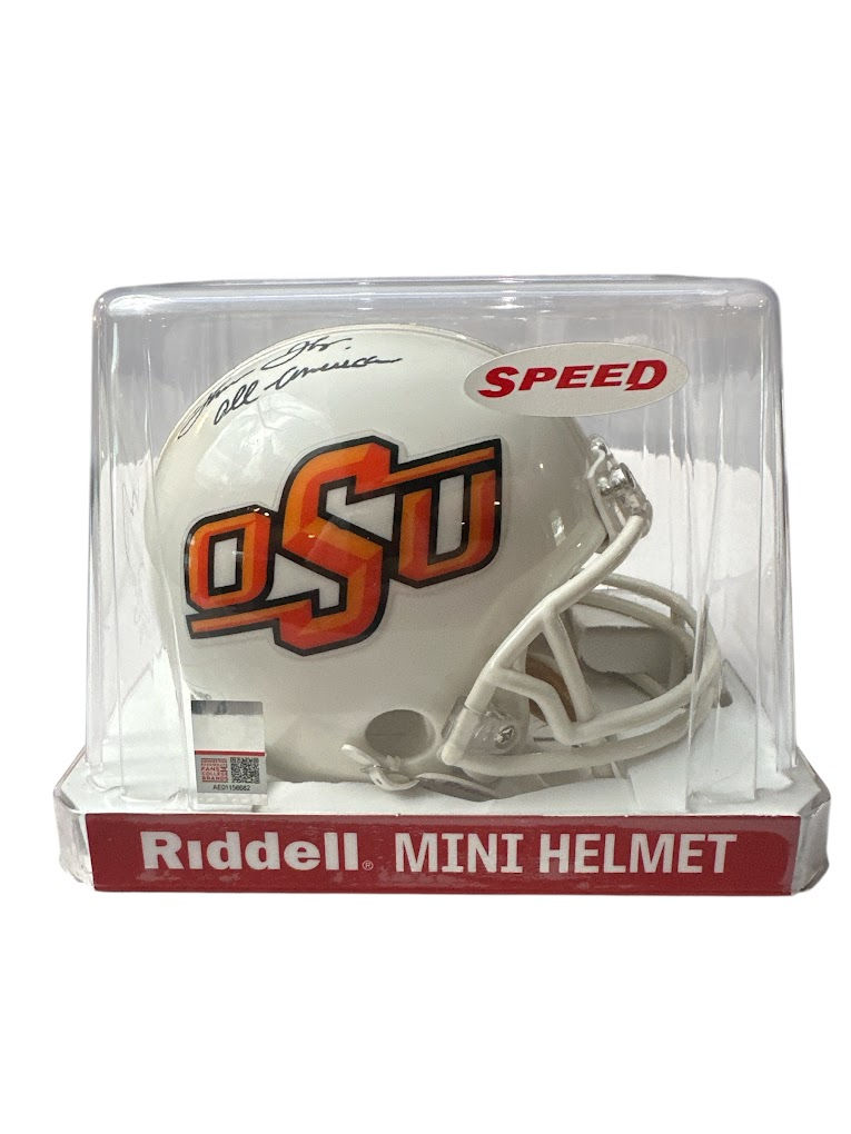 Thumbnail: Thurman Thomas signed Oklahoma State Cowboys Riddell mini helmet Tristar authenticated
