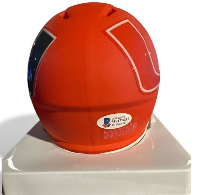 Thumbnail: Ray Lewis Signed Miami Hurricanes AMP Alternate Speed Mini Helmet (Beckett)