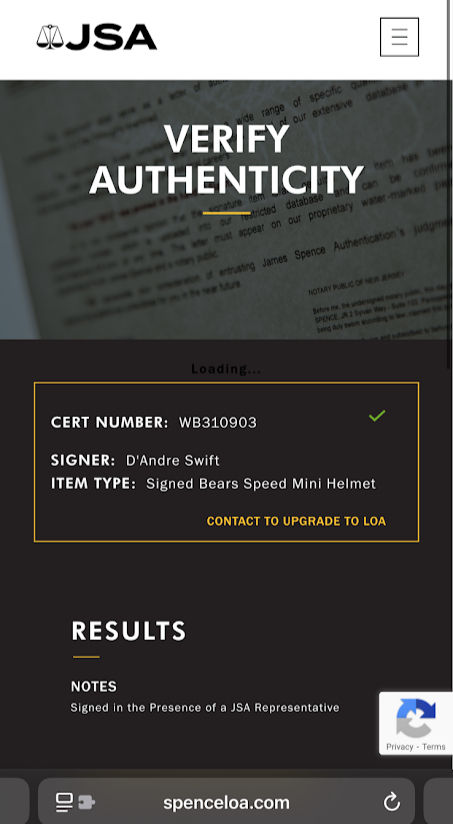 Thumbnail: D'Andre Swift Signed Chicago Bears Speed Mini Helmet (JSA)