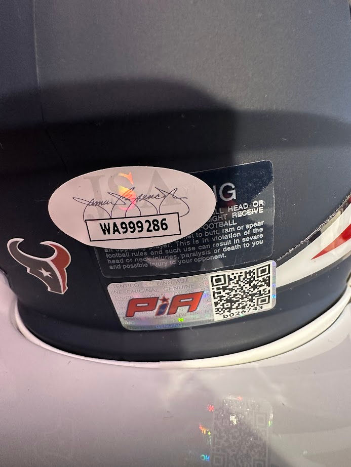 Thumbnail: Tank Dell Signed Texans AMP Alternate Speed Mini Helmet (JSA, PIA)