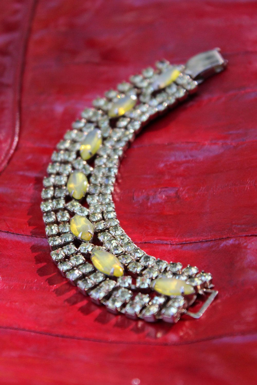 Yellow Rhinestone Cuff