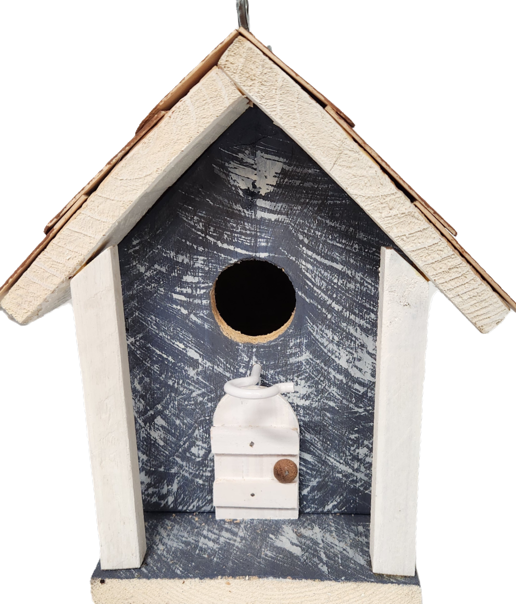 Blue Shingled Birdhouse
