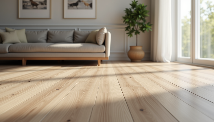 Eye-level view of luxury vinyl plank flooring installed in a modern Lawton home living room