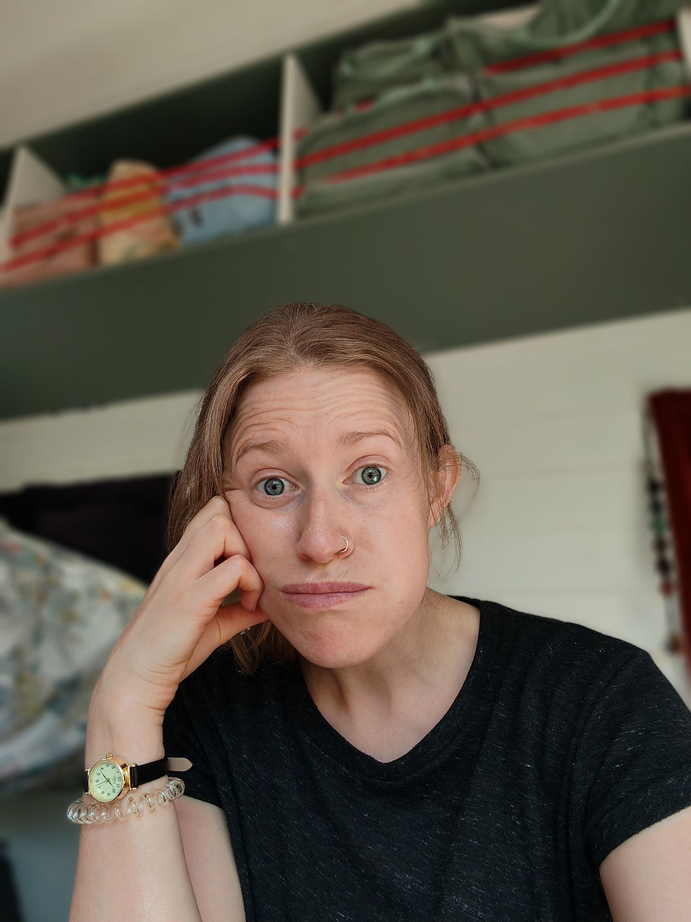 Me feeling a bit overwhelmed in the van!