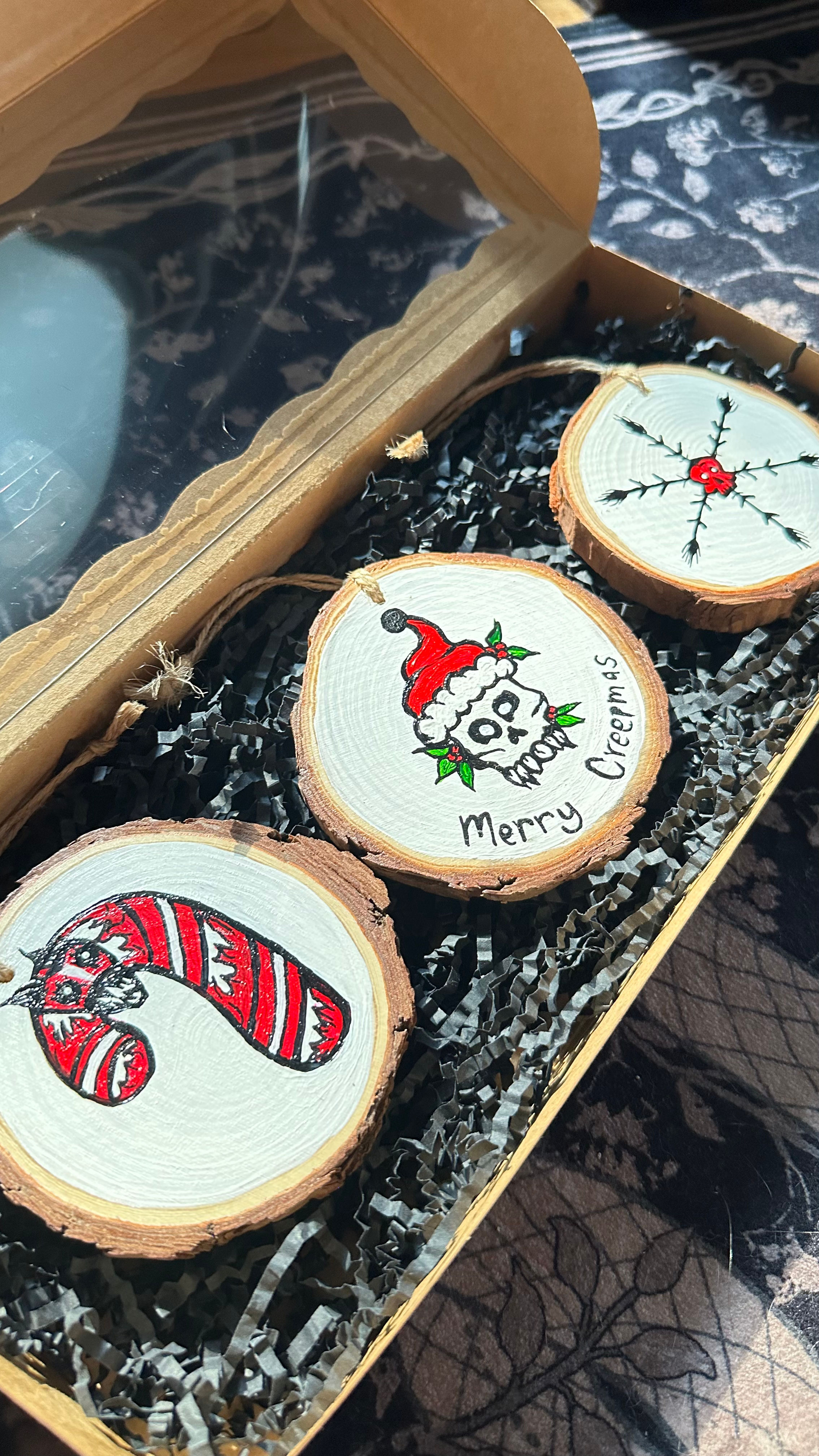 Merry Creepmas Painted Hanging Ornaments Set of Three