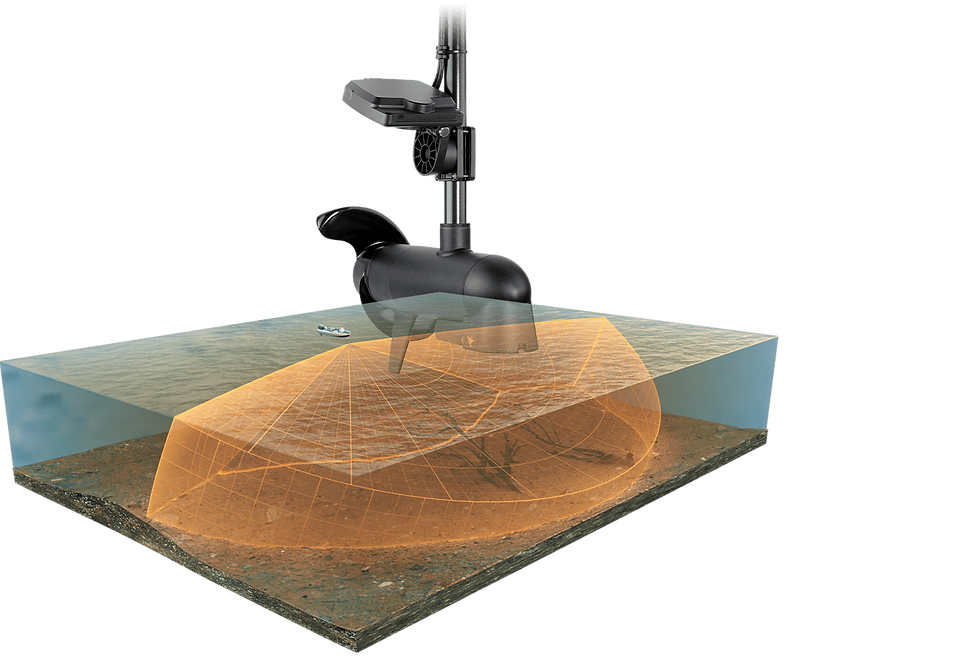 Humminbird MEGA Live 1 en mode Landscape – Cette orientation offre un large champ de vision horizontal sous l’embarcation, idéal pour balayer rapidement une zone et repérer poissons, obstacles et structures sans multiplier les passages en bateau. Pour le carpiste, ce mode permet notamment de prospecter efficacement une grande surface et de localiser plus rapidement les zones d’activité des carpes.