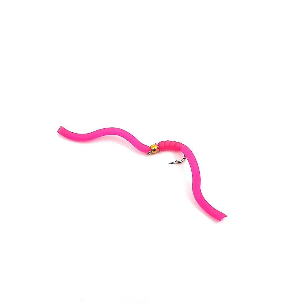 12 x Pink and Gold Wiggling Worm Trout Flies Size 10