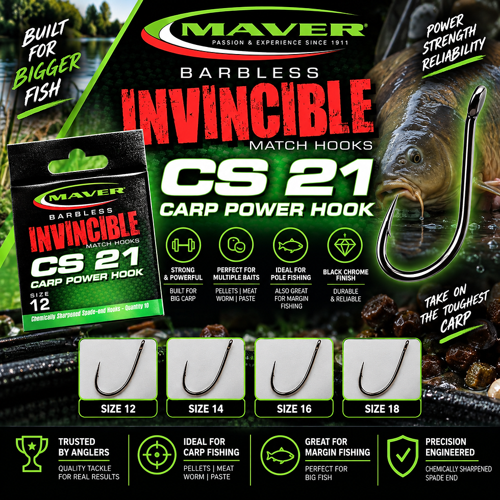 Maver Elite Hook Series CS21 Carp Power Hooks Barbless