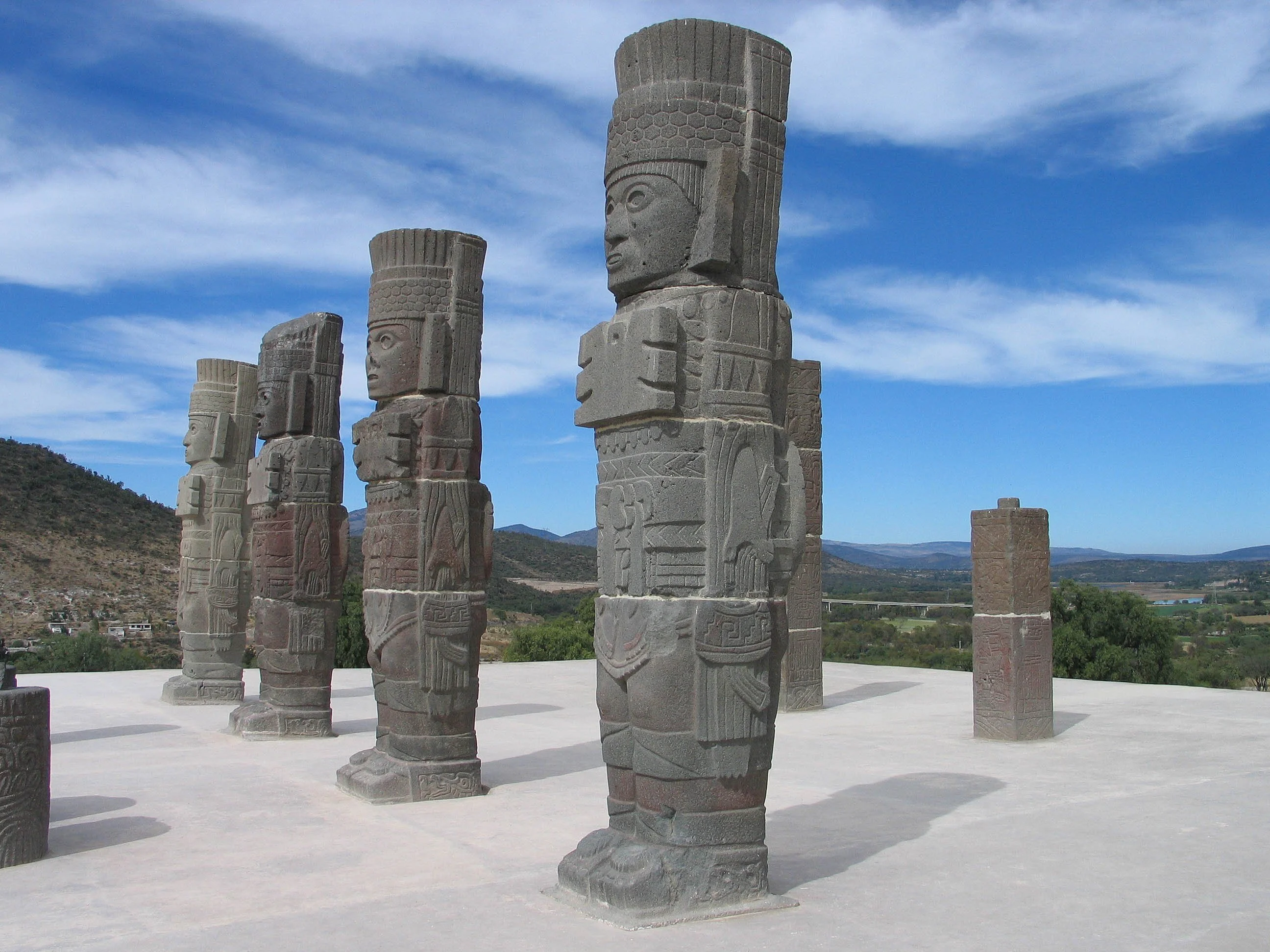 The huge stone columns at Tula, Mexico