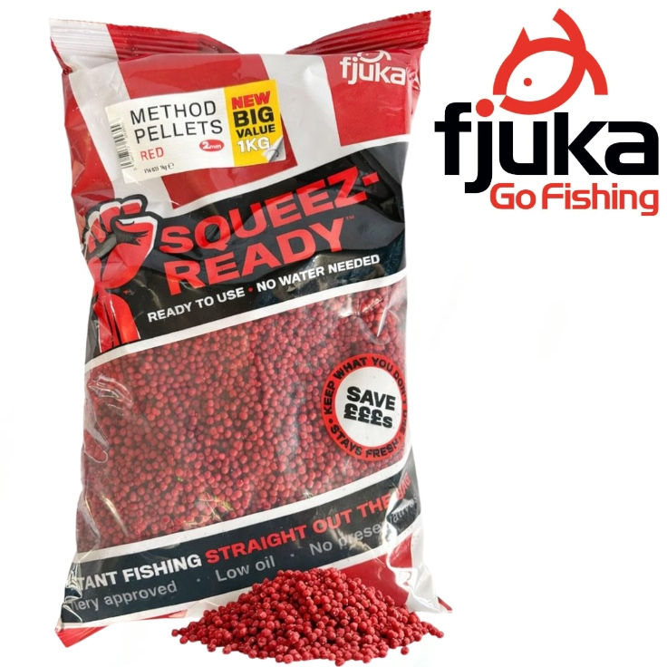 Fjuka Baits Sqeeze Ready Red Method Pellets 2mm 1kg