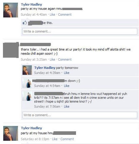 Tyler Hadley's Facebook posts