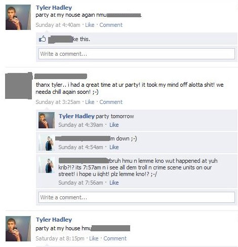 Tyler Hadley's Facebook posts