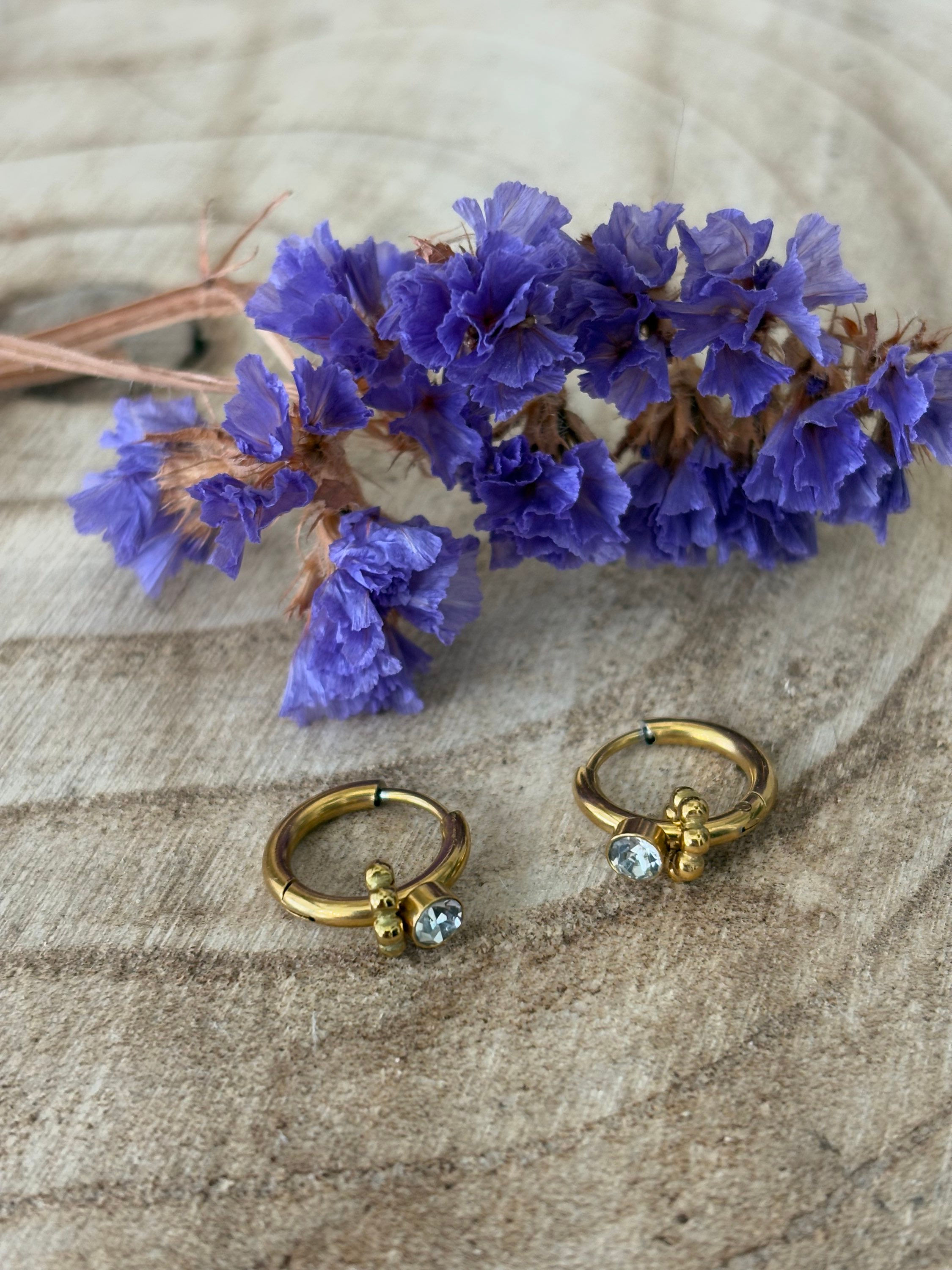 Aro circonita y abalorio 