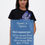 Thumbnail: Female model wearing a designer t-shirt with a vibrant graphic.