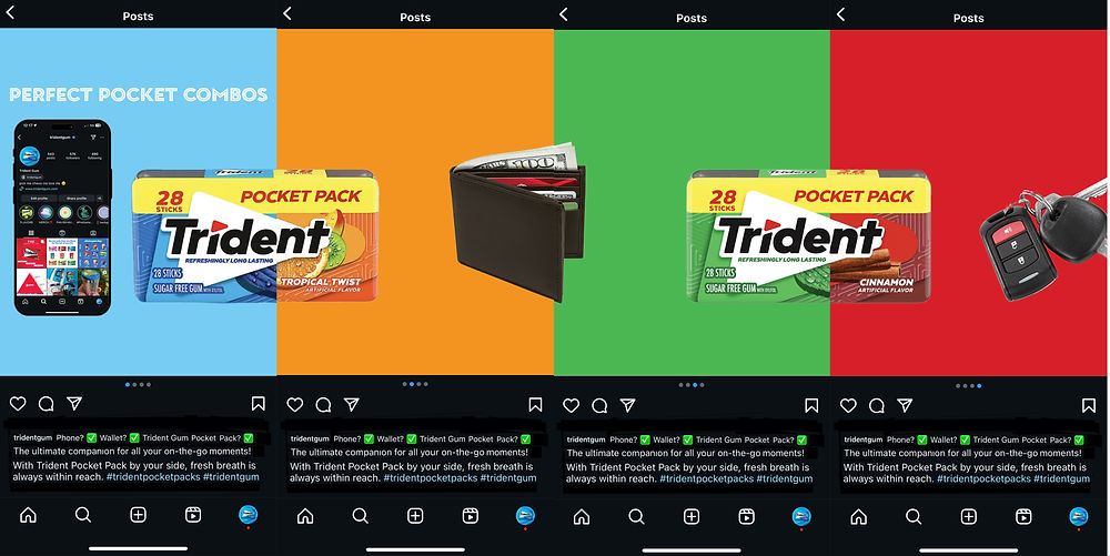 Trident Pocket Pack gum paired with phone, wallet, and car keys