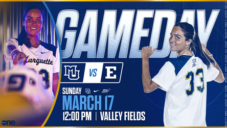 a poster for a game between mu and e on march 17