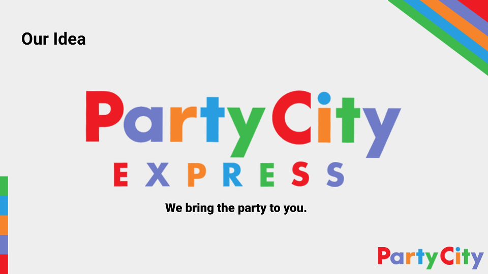 PartyCity EXPRESS logo, 'We bring the party to you.'