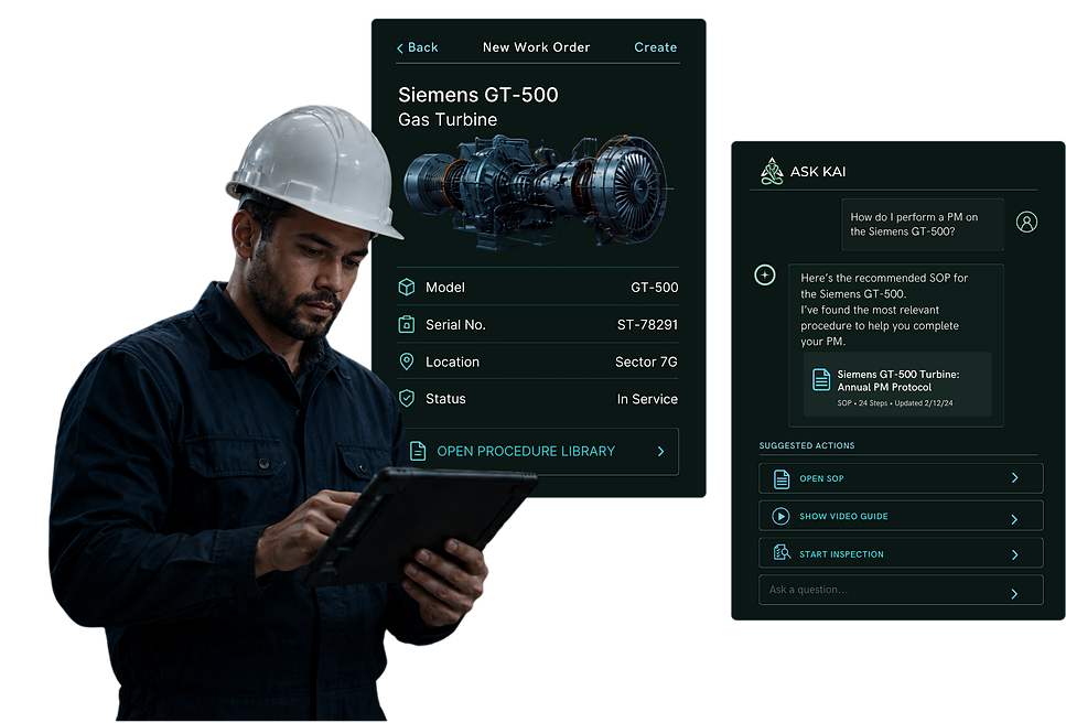 Maintenance technician accessing equipment information