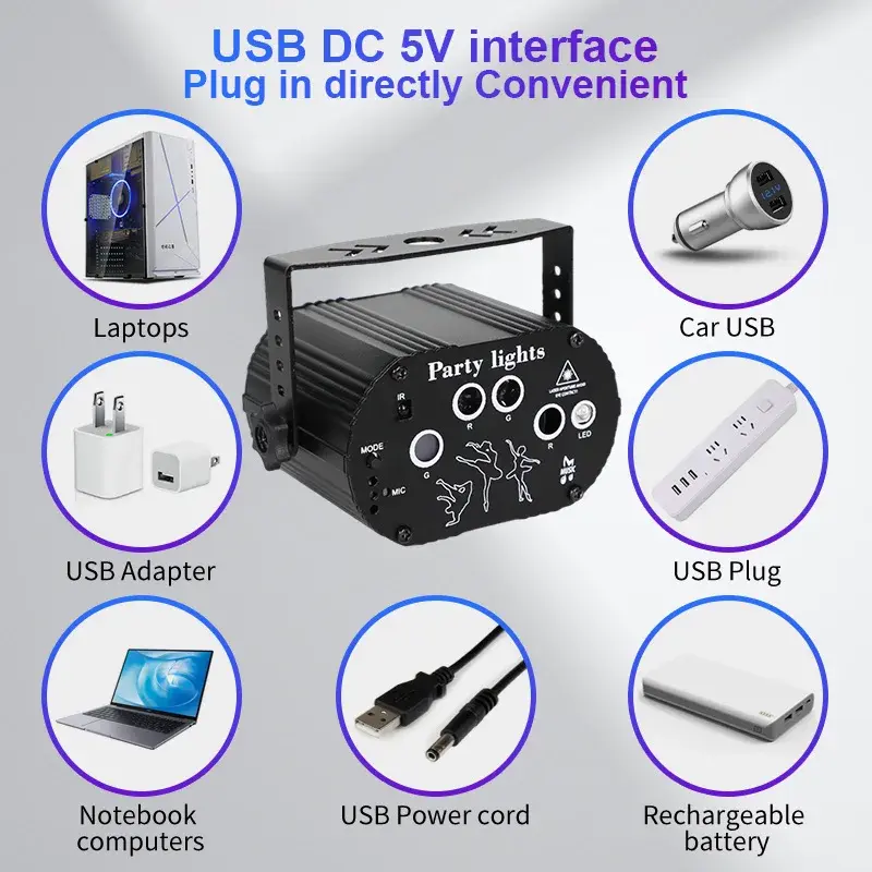 Thumbnail: USB Mini LED Disco Laser Projector Remote Control House Lighting