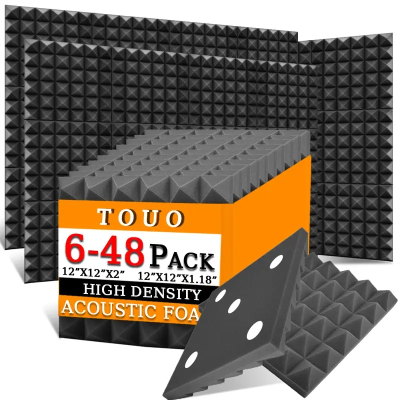 Thumbnail: TOUO 6-48 Pcs Acoustic Foam Panels Wall Acoustic Treatment KTV Soundproof Foam