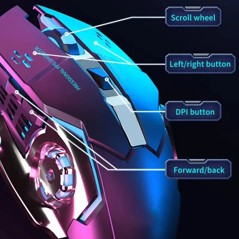 Thumbnail: Rechargeable Wireless Mouse Gaming Computer Silent Bluetooth Mouse 2.4G USB
