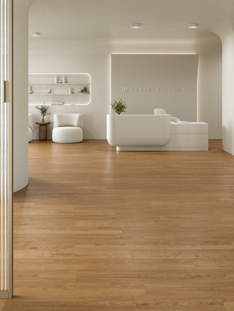 O Vinílico Palermo, da linha Nuova, traz o design da madeira aliado à experiência de máximo conforto. O produto oferece beleza aos ambientes e muito mais praticidade na obra.