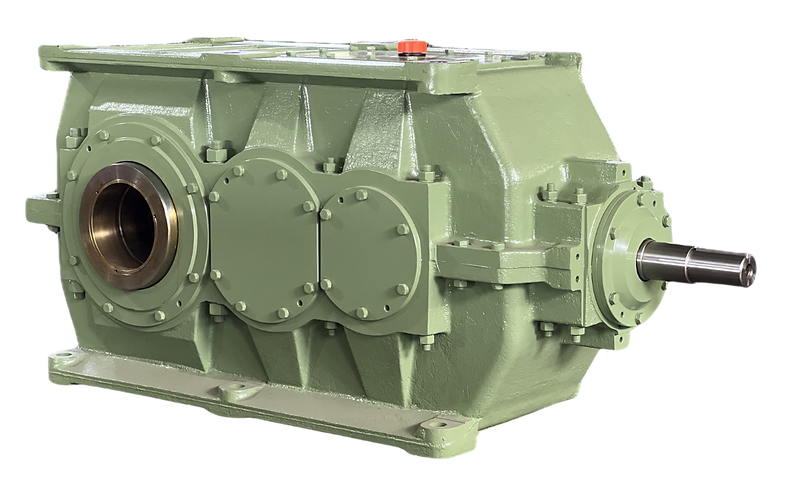 Helical-bevel helical gearbox for heavy industry