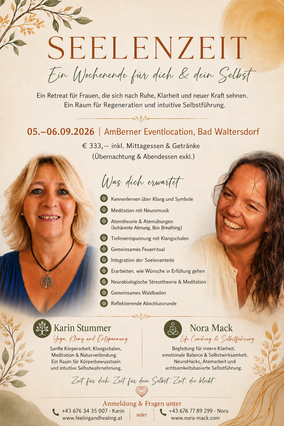 flyer giving details on a current offering, i.e. a retreat to be held on 5.-6.9.2026