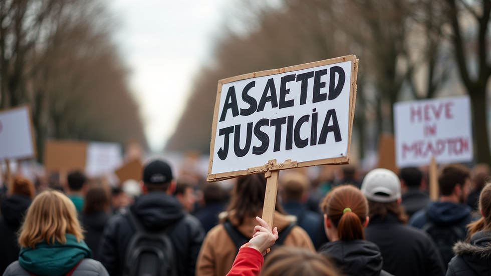 Wide angle view of a peaceful protest advocating for social justice