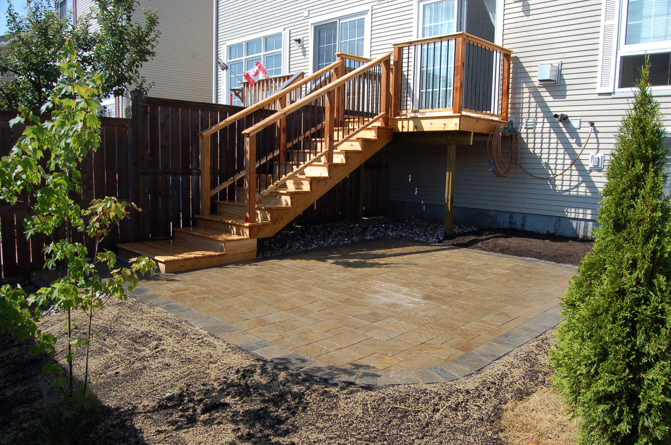 Brick Patio & Cedar Deck, Stairs